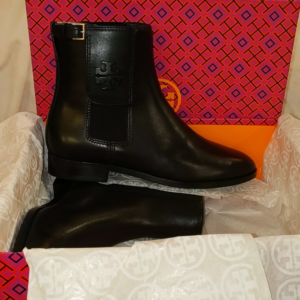 Tory Burch Wyatt Mid Calf Bootie - Black, US 9